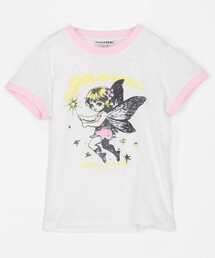 GANNI/ガニー Basic Cotton Jersey Baby Fit Fairy T / A1050144 / フロント ロゴ グラフィック プリントTシャツ