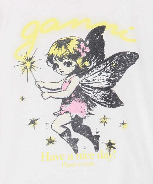 Firsthand(ファーストハンド)の「GANNI/ガニー Basic Cotton Jersey Baby Fit Fairy T / A1050144 / フロント ロゴ グラフィック プリントTシャツ(Tシャツ/カットソー・レディース・ホワイト・SMALL)」の4枚目の写真