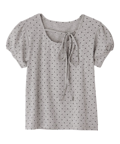 CHAN ME(チャンミ)の「チョーカー風デザイン付き半袖トップス(Tシャツ/カットソー・レディース・グレー/アイボリー/ブラック・MEDIUM/LARGE/X-LARGE)」の6枚目の写真