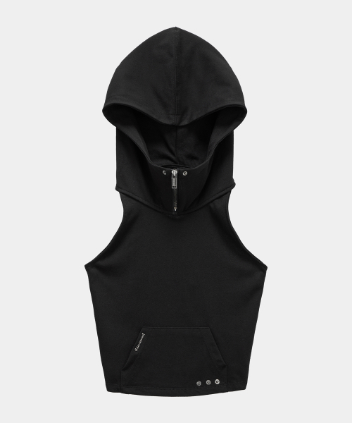 ETRE AU SOMMET(エトレオソメ)の「Zipper Halter Turtleneck Point Pocket Hoodie (Black)(Tシャツ/カットソー・レディース・ブラック・2/1)」の7枚目の写真