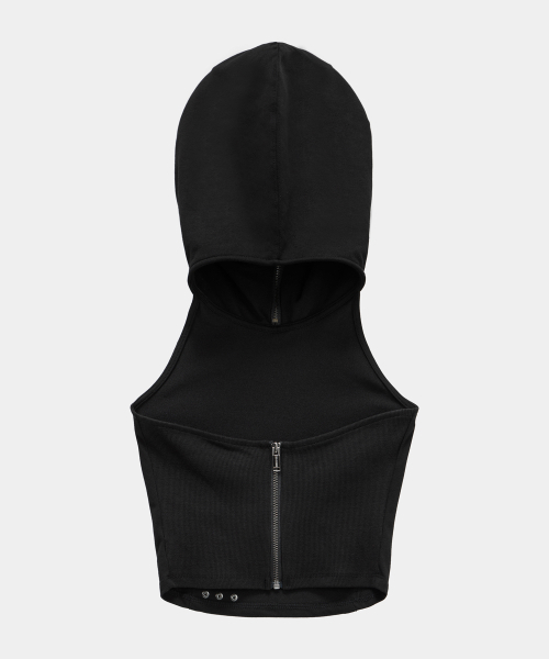 ETRE AU SOMMET(エトレオソメ)の「Zipper Halter Turtleneck Point Pocket Hoodie (Black)(Tシャツ/カットソー・レディース・ブラック・2/1)」の8枚目の写真