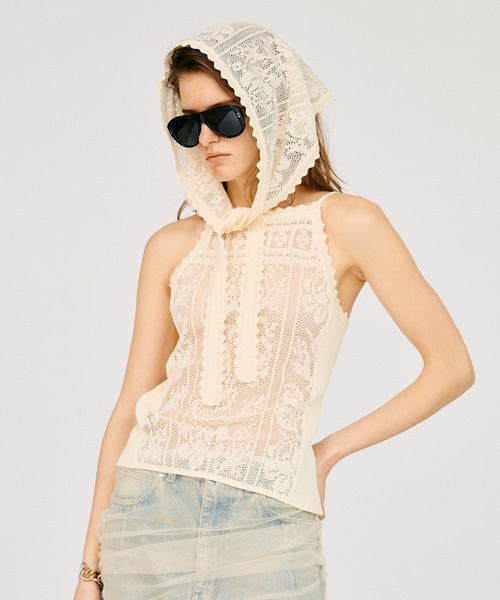PRANK PROJECT（プランクプロジェクト）の「【2026Summer Pre-Order】クロシェライクキャミ / Crochet-Style Camisole（キャミソール・レディース・チャコールグレー/レッド/アイボリー・FREE）」の2枚目の写真