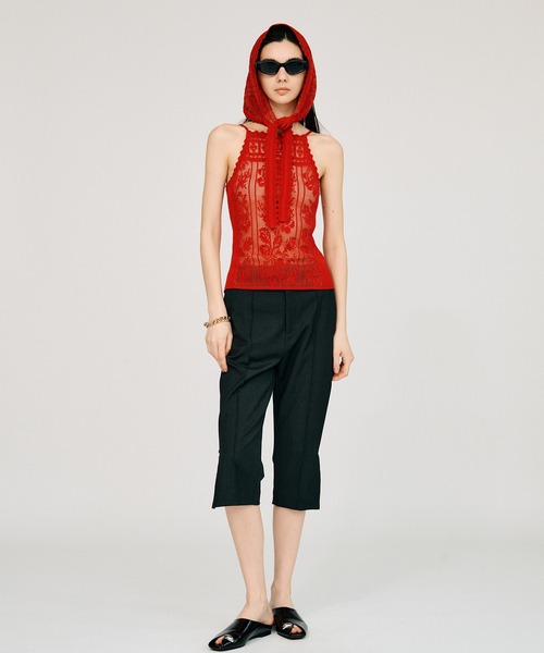 PRANK PROJECT（プランクプロジェクト）の「【2026Summer Pre-Order】クロシェライクキャミ / Crochet-Style Camisole（キャミソール・レディース・チャコールグレー/レッド/アイボリー・FREE）」の9枚目の写真