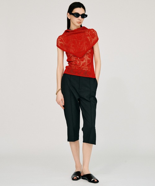 PRANK PROJECT（プランクプロジェクト）の「【2026Summer Pre-Order】クロシェライクキャミ / Crochet-Style Camisole（キャミソール・レディース・チャコールグレー/レッド/アイボリー・FREE）」の8枚目の写真