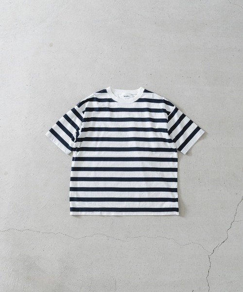 quadro(クオドロ)の「度詰め天竺ボーダークルー(Tシャツ/カットソー・メンズ・キナリ/オフホワイト・LARGE/MEDIUM)」の1枚目の写真
