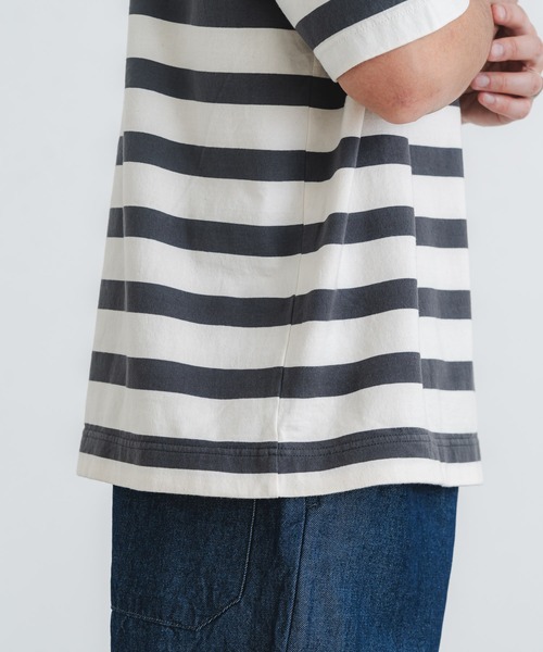 quadro(クオドロ)の「度詰め天竺ボーダークルー(Tシャツ/カットソー・メンズ・キナリ/オフホワイト・LARGE/MEDIUM)」の6枚目の写真