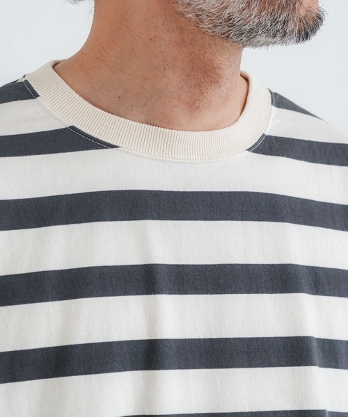 quadro(クオドロ)の「度詰め天竺ボーダークルー(Tシャツ/カットソー・メンズ・キナリ/オフホワイト・LARGE/MEDIUM)」の4枚目の写真