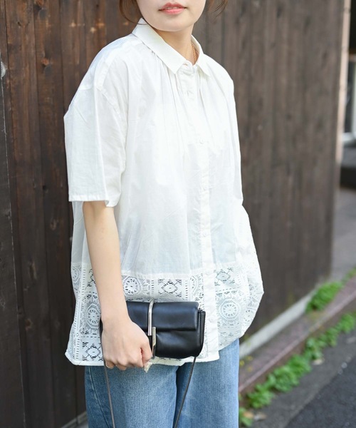 【indian Cotton Collection】裾レースギャザーブラウス