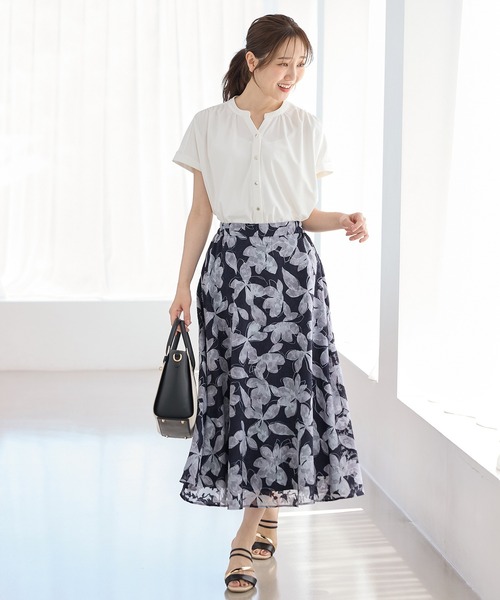 Honeys(ハニーズ)の「【ハニさら・接触冷感・UVカット】マオスキッパートップス(Tシャツ/カットソー・レディース・ブルーグリーン/ブラック/アイボリー/ボルドー・L/LL/S/M)」の8枚目の写真