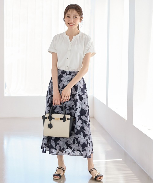 Honeys(ハニーズ)の「【ハニさら・接触冷感・UVカット】マオスキッパートップス(Tシャツ/カットソー・レディース・ブルーグリーン/ブラック/アイボリー/ボルドー・L/LL/S/M)」の9枚目の写真