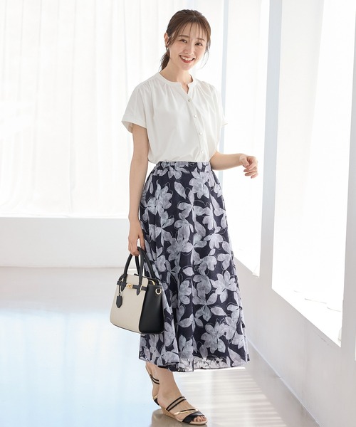 Honeys(ハニーズ)の「【ハニさら・接触冷感・UVカット】マオスキッパートップス(Tシャツ/カットソー・レディース・ブルーグリーン/ブラック/アイボリー/ボルドー・L/LL/S/M)」の10枚目の写真