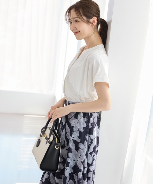 Honeys(ハニーズ)の「【ハニさら・接触冷感・UVカット】マオスキッパートップス(Tシャツ/カットソー・レディース・ブルーグリーン/ブラック/アイボリー/ボルドー・L/LL/S/M)」の13枚目の写真