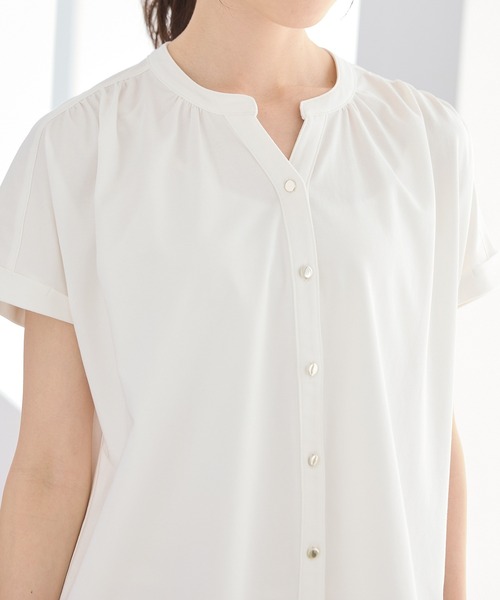 Honeys(ハニーズ)の「【ハニさら・接触冷感・UVカット】マオスキッパートップス(Tシャツ/カットソー・レディース・ブルーグリーン/ブラック/アイボリー/ボルドー・L/LL/S/M)」の17枚目の写真