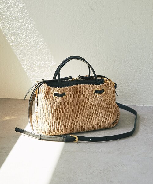 La boutique BonBon(ラブティックボンボン)の「【ヴィオラドーロ】ラフィア調シートトートバッグ(かごバッグ・レディース・ブラック・FREE)」の5枚目の写真
