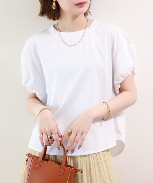 FUNALIVE(ファンアライブ)の「【MAKITO】 パフスリーブルーズチュニック(Tシャツ/カットソー・レディース・オフホワイト/ブラック/ターコイズブルー/グレイッシュベージュ・FREE)」の5枚目の写真