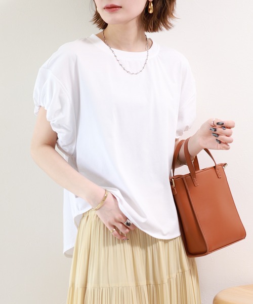 FUNALIVE(ファンアライブ)の「【MAKITO】 パフスリーブルーズチュニック(Tシャツ/カットソー・レディース・オフホワイト/ブラック/ターコイズブルー/グレイッシュベージュ・FREE)」の8枚目の写真