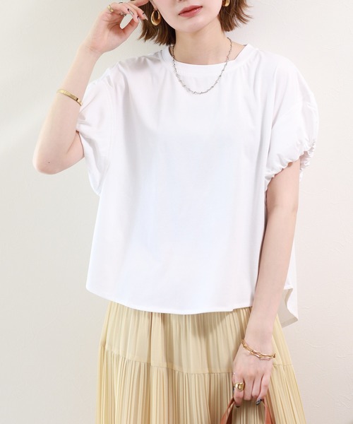 FUNALIVE(ファンアライブ)の「【MAKITO】 パフスリーブルーズチュニック(Tシャツ/カットソー・レディース・オフホワイト/ブラック/ターコイズブルー/グレイッシュベージュ・FREE)」の9枚目の写真