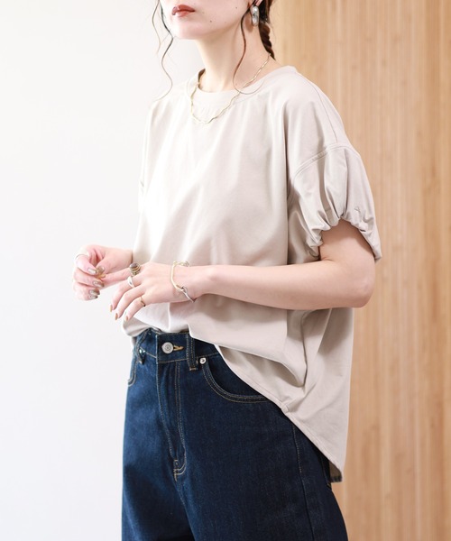 FUNALIVE(ファンアライブ)の「【MAKITO】 パフスリーブルーズチュニック(Tシャツ/カットソー・レディース・オフホワイト/ブラック/ターコイズブルー/グレイッシュベージュ・FREE)」の21枚目の写真