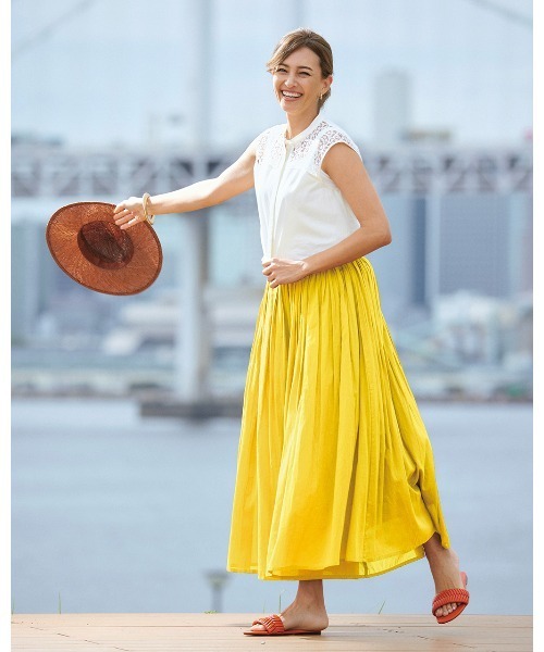 DoCLASSE（ ドゥクラッセ）の「エアリーコットン・プリーツスカーチョ／90cm（その他パンツ・レディース・ピンク/イエロー/ブラウン/ブラック/チャコール・11/13/7/9/15 ）」の4枚目の写真