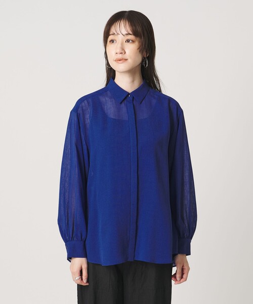 UNITED ARROWS（ユナイテッドアローズ）の「スラブ シアー シャツ ‐ウォッシャブル‐（シャツ/ブラウス・レディース・ダークブラウン/コバルトブルー/ブラック・FREE）」の12枚目の写真