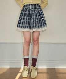 Fog check mini skirt_Navy(O25-SK02)