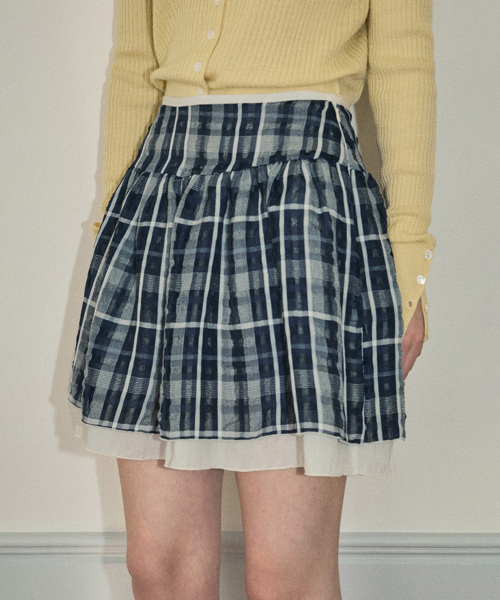 OURNOSTALGIA(アワー ノスタルジア)の「Fog check mini skirt_Navy(O25-SK02)(スカート・レディース・ネイビー・MEDIUM/SMALL)」の3枚目の写真