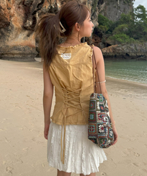 Melly Pintuck Sleeveless Blouse_Mustard(OB6BL04)