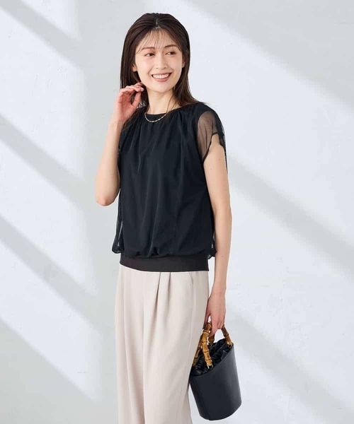 a.v.v(アーヴェヴェ)の「チュールレイヤードトップス(Tシャツ/カットソー・レディース・ライトグレー/ブラック・38/40)」の10枚目の写真