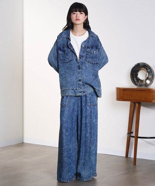 ROSE BUD(ローズバッド)の「DENIM LIKE L/S SHIRT(シャツ/ブラウス・レディース・ブルー/ネイビー・ONE SIZE)」の7枚目の写真