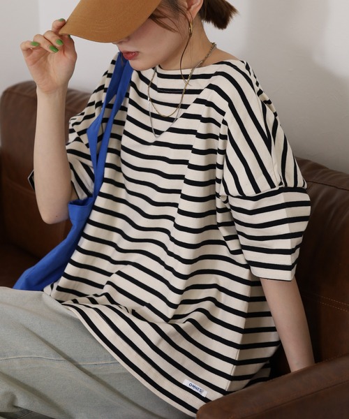 OMNES(オムネス)の「バスク生地 ボックスカットソー 半袖Tシャツ(Tシャツ/カットソー・レディース・ベージュ系その他・F)」の1枚目の写真