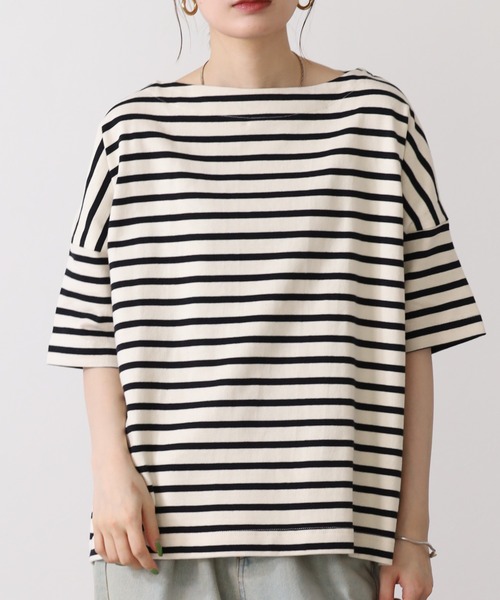 OMNES(オムネス)の「バスク生地 ボックスカットソー 半袖Tシャツ(Tシャツ/カットソー・レディース・ベージュ系その他・F)」の9枚目の写真