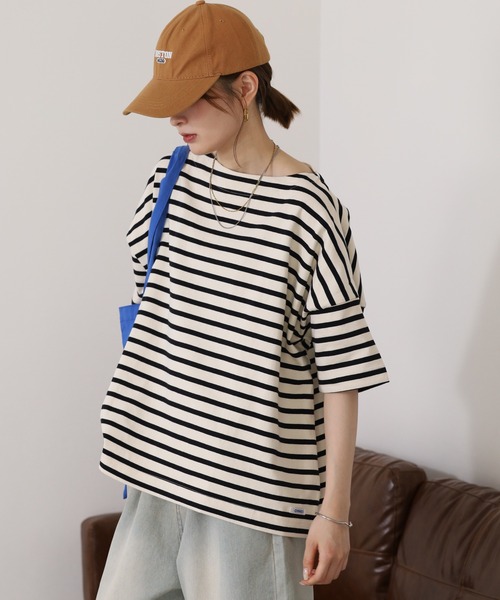 OMNES(オムネス)の「バスク生地 ボックスカットソー 半袖Tシャツ(Tシャツ/カットソー・レディース・ベージュ系その他・F)」の6枚目の写真