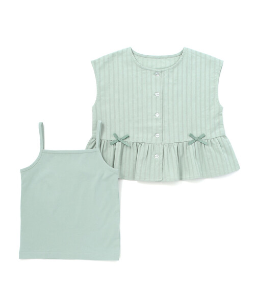 BeBe(ベベ)の「(キャミソール付)カラミストライプ裾フリルボックスブラウス(100~160cm)(シャツ/ブラウス・キッズ・ホワイト/グリーン・150cm/120cm/130cm/140cm)」の13枚目の写真