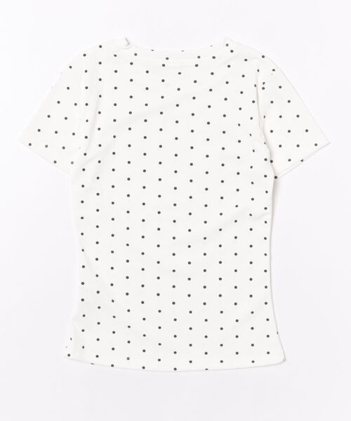 AsheKsha(アシクシャ)の「かわいい刺繍のウサギと水玉柄のラウンドネック・ストレートショルダー半袖Tシャツ(Tシャツ/カットソー・レディース・ホワイト・M)」の2枚目の写真