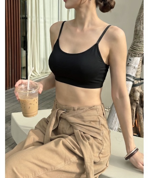 Re:EDIT（リエディ）の「[カップ一体型/ノンワイヤー/脇高設計/3D立体サポートバッド]Libre Beauty Bra Top エアリータッチ 美胸 立体ブラトップ（キャミソール・レディース・ブラック・LARGE/MEDIUM/X-LARGE）」の9枚目の写真