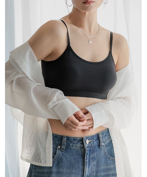 Re:EDIT（リエディ）の「[カップ一体型/ノンワイヤー/脇高設計/3D立体サポートバッド]Libre Beauty Bra Top エアリータッチ 美胸 立体ブラトップ（キャミソール・レディース・ブラック・LARGE/MEDIUM/X-LARGE）」の2枚目の写真