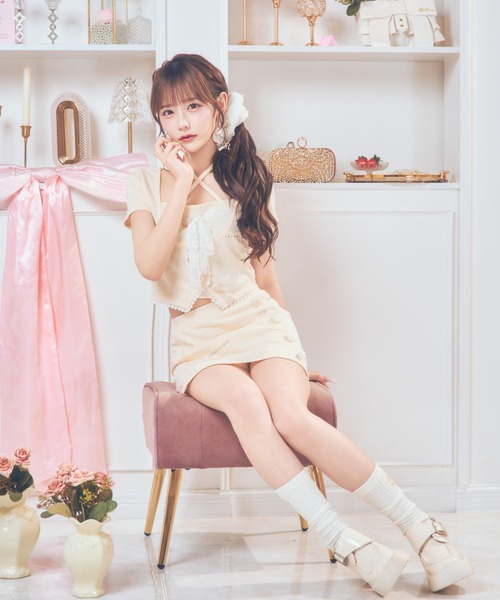 ReAmour(リアムール)の「カットフラワーレースセットアップ(セットアップ・レディース・グレー/ピンク/アイボリー・FREE)」の11枚目の写真