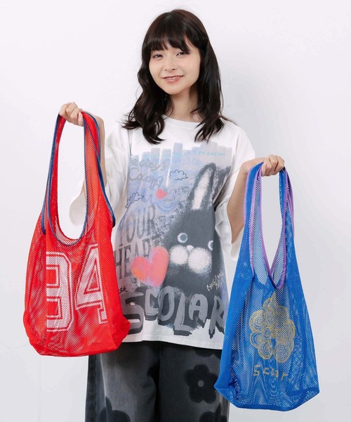 ScoLar(スカラー)の「662444:スカラーちゃん スポーティーメッシュトートバッグ(トートバッグ・レディース・ブルー/ブラック/イエロー/レッド・FREE)」の5枚目の写真