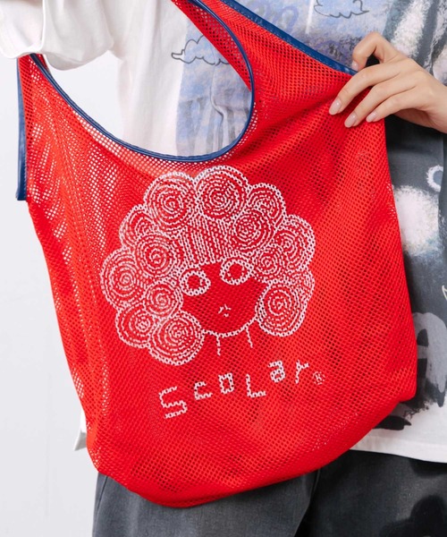 ScoLar(スカラー)の「662444:スカラーちゃん スポーティーメッシュトートバッグ(トートバッグ・レディース・ブルー/ブラック/イエロー/レッド・FREE)」の8枚目の写真