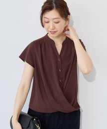 バーボタンフレンチブラウス