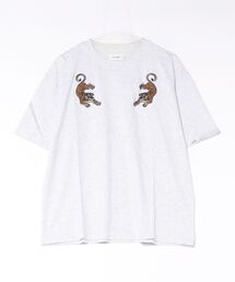 /ATELANE/シルケット天竺トラ、フラワー、刺繍S/S　Tee