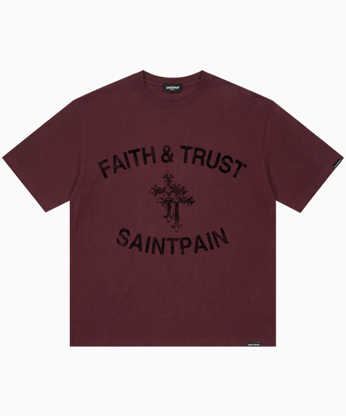 SAINTPAIN(セイントペイン)の「SPフェイスアンドトラスト半袖Tシャツバルガンディ(Tシャツ/カットソー・レディース・その他・MEDIUM/LARGE)」の1枚目の写真