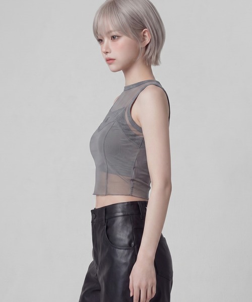 DURAS(デュラス)の「シアー切替アメスリタンク(タンクトップ・レディース・ブラック/ホワイト/グレー・FREE)」の20枚目の写真