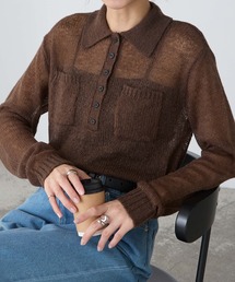 モヘアライクシアーポロニットプルオーバー