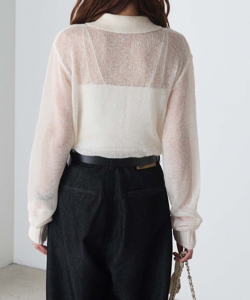 BONLECILL(ボンルシール)の「モヘアライクシアーポロニットプルオーバー(ニット/セーター・レディース・チャコールグレー/ブラウン/アイボリー/レッド/グレー・FREE)」の9枚目の写真