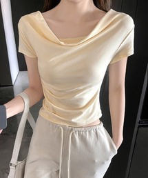 オフショルTシャツ 胸元ドレープトップス