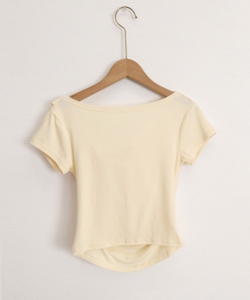 Miniministore(ミニミニストア)の「オフショルTシャツ 胸元ドレープトップス(Tシャツ/カットソー・レディース・ホワイト/ブラック/ブラウン/クリーム・FREE)」の11枚目の写真