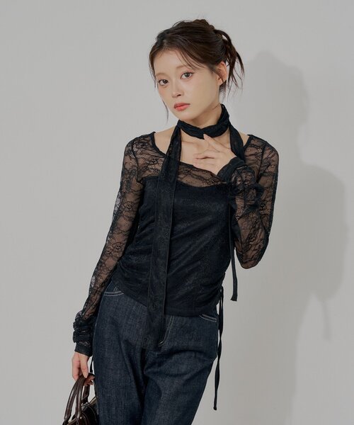Chico（チコ）の「コルセットデザインレースT（Tシャツ/カットソー・レディース・アイボリー/ブラウン/ブラック・FREE）」の9枚目の写真