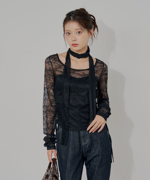 Chico（チコ）の「コルセットデザインレースT（Tシャツ/カットソー・レディース・アイボリー/ブラウン/ブラック・FREE）」の12枚目の写真