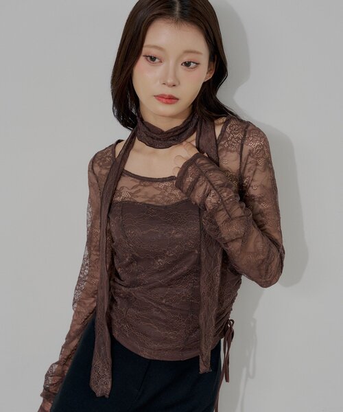 Chico（チコ）の「コルセットデザインレースT（Tシャツ/カットソー・レディース・アイボリー/ブラウン/ブラック・FREE）」の14枚目の写真